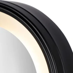 QAZQA Design Wandspiegel schwarz inkl. LED verstellbar IP44 mit Zugschnur - Vicino