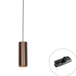 QAZQA Professional Design-Hängeleuchte Dunkelbronze inkl. Schienenadapter 1-phasig - Iconic Tubo
