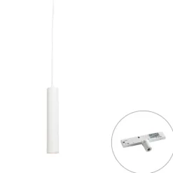 QAZQA Professional Design-Hängeleuchte Weiß inkl. Schienenadapter 1-phasig - Slimline Tuba Small