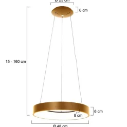 Steinhauer Design-Pendelleuchte Gold inkl. dimmbarer LED - Ringlede