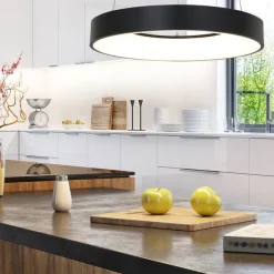 Steinhauer Design-Pendelleuchte Schwarz inkl. dimmbarer LED - Ringlede