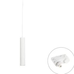 QAZQA Professional Design-Pendelleuchte Weiß inkl. Stromschienenadapter 3-Phasen - 3-Phasen Tuba Small
