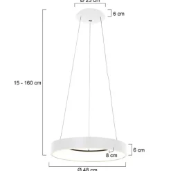 Steinhauer Design-Pendelleuchte weiß inklusive dimmbarer LED - Ringlede