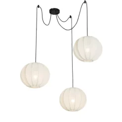 Kinder QAZQA Design-Pendelleuchte weiß Seide 30 cm 3-Licht - Plu