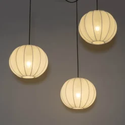 Kinder QAZQA Design-Pendelleuchte weiß Seide 30 cm 3-Licht - Plu