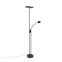 QAZQA Design-Uplighter Jazzy mit Leselampe eckig schwarz