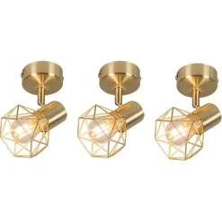 QAZQA 3er Set Art Deco Spot Messing dreh- und neigbar - Mosh 1