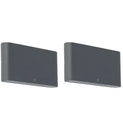 QAZQA 2er Set Außenwandlampen dunkelgrau 17,5 cm inkl. LED - Batt