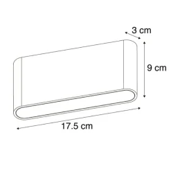 QAZQA 2er Set Außenwandlampen dunkelgrau 17,5 cm inkl. LED - Batt
