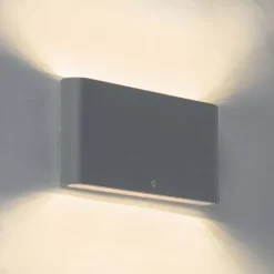 QAZQA 2er Set Außenwandlampen dunkelgrau 17,5 cm inkl. LED - Batt