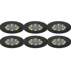 QAZQA 6er Set Bodenstrahler schwarz inkl. LED IP65 Solar - Terry