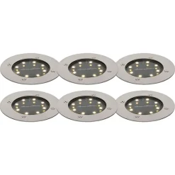 QAZQA 6er Set Bodenstrahler Stahl inkl. LED IP65 Solar - Terry