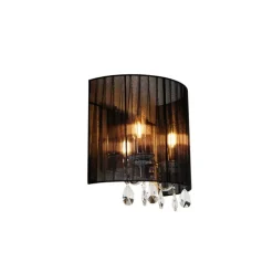 QAZQA 2er Set Chrom Wandlampen mit schwarzem Schirm - Ann-Kathrin 2