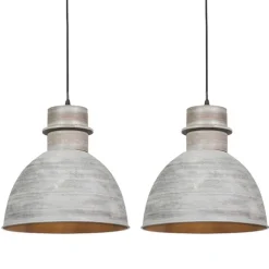 QAZQA 2er Set Country Hängelampen grau - Dory
