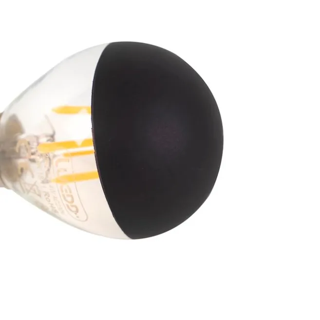 LUEDD 5er Set E14 dimmbare LED Filament Glühbirnen P45 schwarz 300lm 2700K