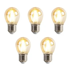 LUEDD 5er Set E27 dimmbare LED-Glühbirnen P45 Goldline 3,5W 330lm 2100K