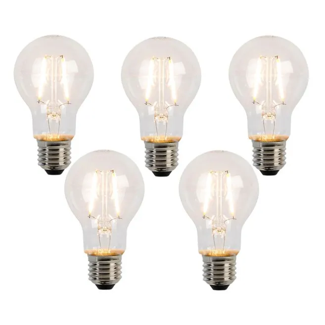 LUEDD 5er Set E27 LED Filament Glühbirnen A60 2W 210lm 2200K