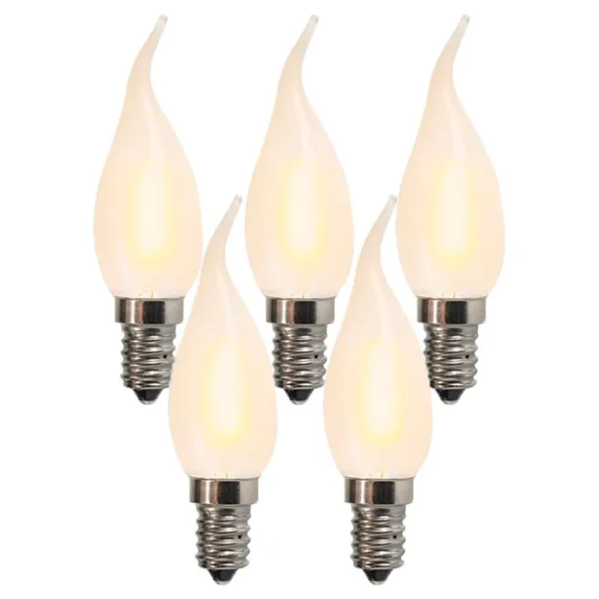 LUEDD 5er Set E14 LED gefrostete Kerzenlampe BXS35 1W 100 Lumen 2200K
