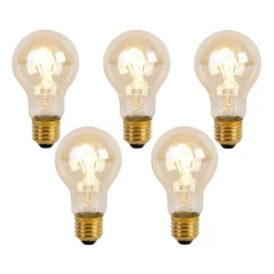 LUEDD 5er Set E27 LED Spiral Filament Glühbirnen A60 Goldline 2W 150lm 2200K