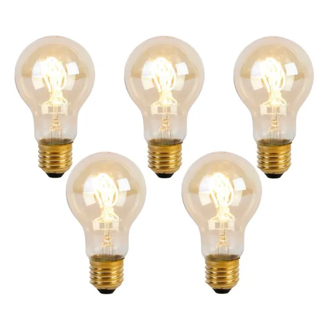 LUEDD 5er Set E27 LED Spiral Filament Glühbirnen A60 Goldline 2W 150lm 2200K