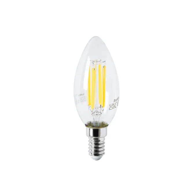 LUEDD 5er Set E14 LED-Glühbirnen B35 Klar 2,2W 470lm 2700K