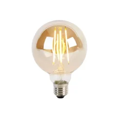 LUEDD 5er Set E27 3-Stufen dimmbar LED Glühbirnen G95 Gold Glas 5W 380lm 2200K