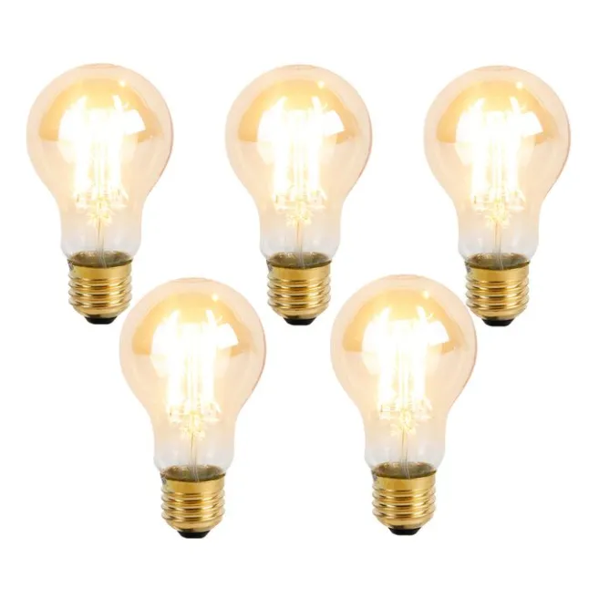 LUEDD 5er Set E27 3-Stufen dimmbar LED-Leuchtmittel A60 Goldline 5W 530lm 2200K