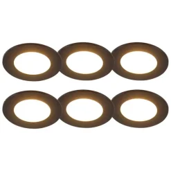 QAZQA 6er Set Einbaustrahler schwarz inkl. LED 3-Stufen dimmbar IP65 - Blanca