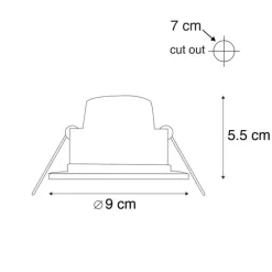 QAZQA 6er Set Einbaustrahler schwarz inkl. LED 3-Stufen dimmbar IP65 - Blanca