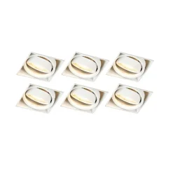 QAZQA 6er Set Einbaustrahler weiß GU10 schwenkbar randlos - Oneon