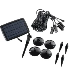 QAZQA 4er Set Erdspießstrahler schwarz inkl. LED IP65 Solar wiederaufladbar - Garly
