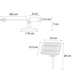 QAZQA 4er Set Erdspießstrahler schwarz inkl. LED IP65 Solar wiederaufladbar - Garly