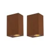 QAZQA 2er Set Industrie Wandleuchten rostbraun IP44 - Baleno II