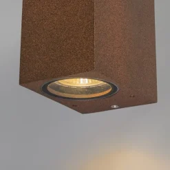 QAZQA 2er Set Industrie Wandleuchten rostbraun IP44 - Baleno II