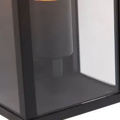 QAZQA 2er Set Industrielle Wandleuchten schwarz 26 cm IP44 - Charlois