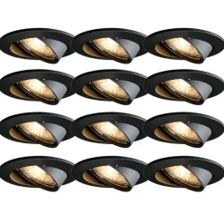 QAZQA 12er Set moderne Einbaustrahler schwarz schwenkbar - Edu