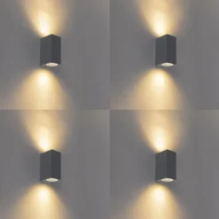 QAZQA 4er Set moderne Wandleuchten anthrazit IP44 - Baleno II