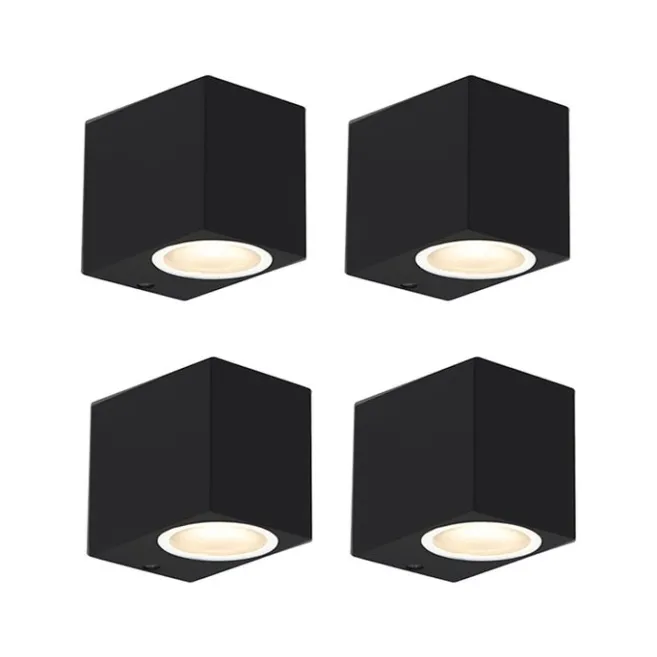 QAZQA 4er Set moderne Wandleuchten schwarz IP44 - Baleno I