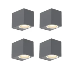 QAZQA 4er Set moderne Wandleuchten anthrazit IP44 - Baleno I
