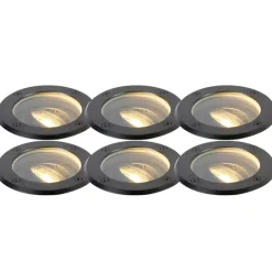 QAZQA 6er Set Outdoor Bodenstrahler schwarz einstellbar IP65 - Delux