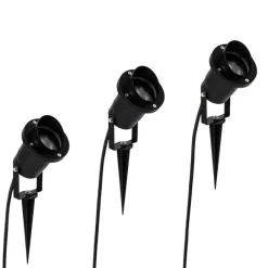 QAZQA 3er Set Pin Spots schwarz inkl. Kabel und Stecker IP65 - Fertig