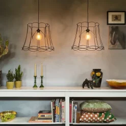 QAZQA 2er Set Retro Hängelampen schwarz 50 cm - Granny Frame