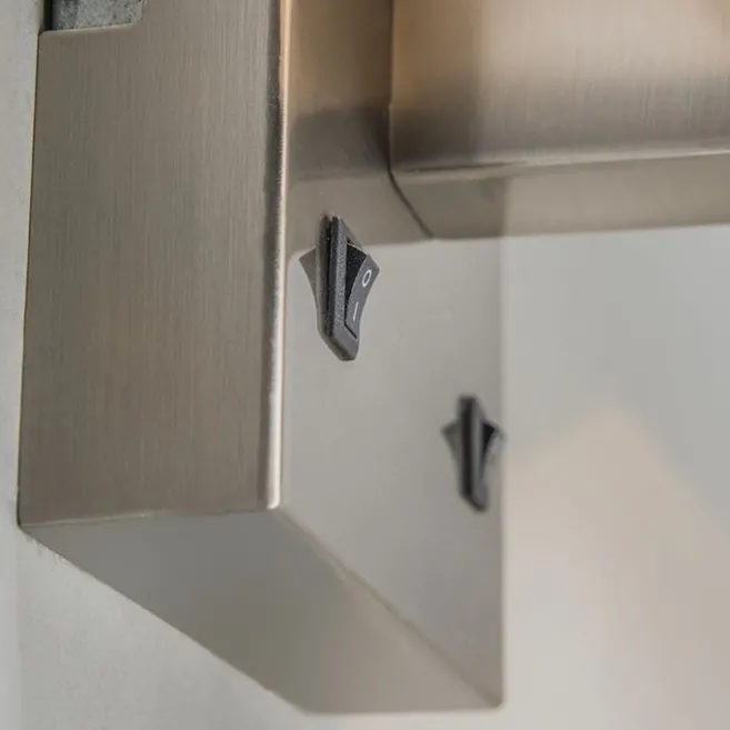 QAZQA 2er Set Wandlampen aus Stahl mit Schirm, Lesearm inkl. LED - Bergamo