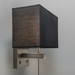 QAZQA 2er Set Wandlampen aus Stahl mit Schirm, Lesearm inkl. LED - Bergamo