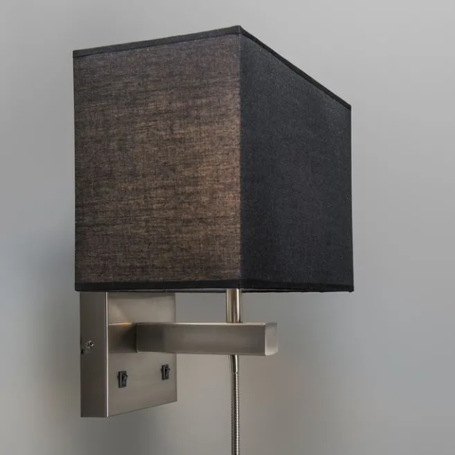 QAZQA 2er Set Wandlampen aus Stahl mit Schirm, Lesearm inkl. LED - Bergamo