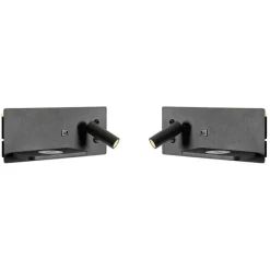 QAZQA Professional 2er Set Wandleuchte schwarz inkl. LED mit USB und Induktionsladegerät - Riza