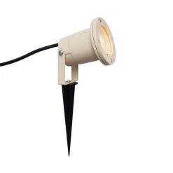 QAZQA Erdspießstrahler Beige GU10 50mm Verstellbar IP65 Inkl. Kabel und Stecker - Basic