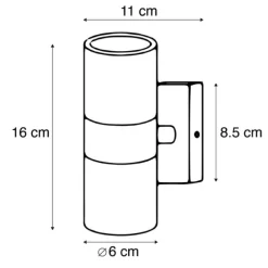 QAZQA 2er-Set Außenwandleuchten schwarz IP44 - Duo