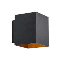 QAZQA 2er-Set Design-Wandleuchten schwarz und gold quadratisch - Sola