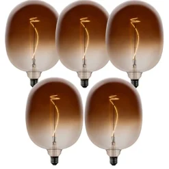 LUEDD 5er-Set E27 Dimmbare LED-Glühbirnen G170 Braun 4,9W 130 lm 1800K